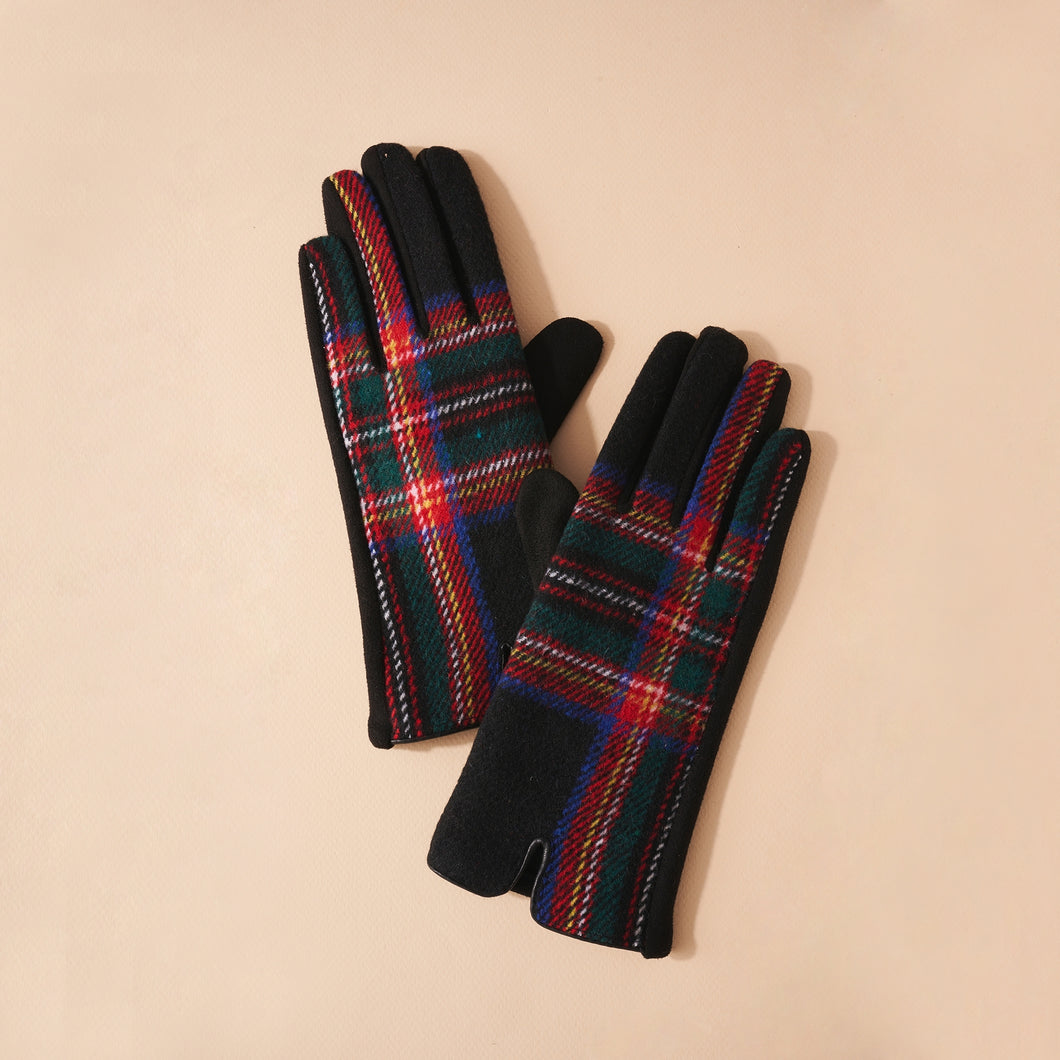 Gloves - Black Plaid